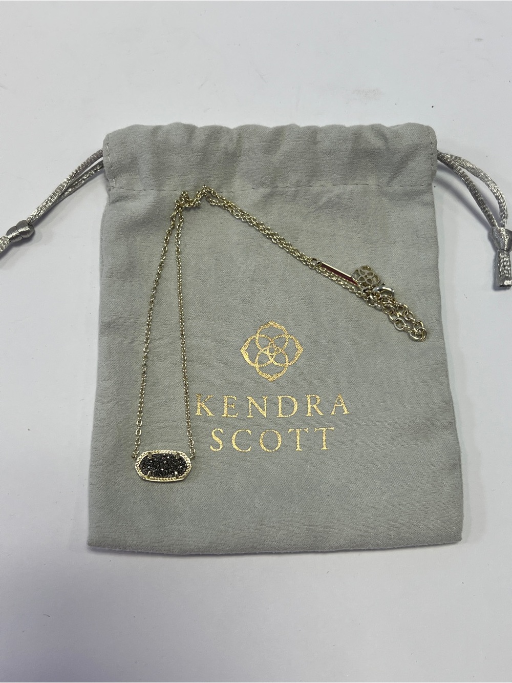 EUC! Kendra Scott Elisa Gold Platinum Drusy Necklace 15"-17"